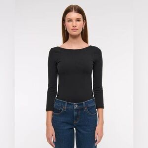 A&F Long-Sleeve Balletic Scoop-Back Top